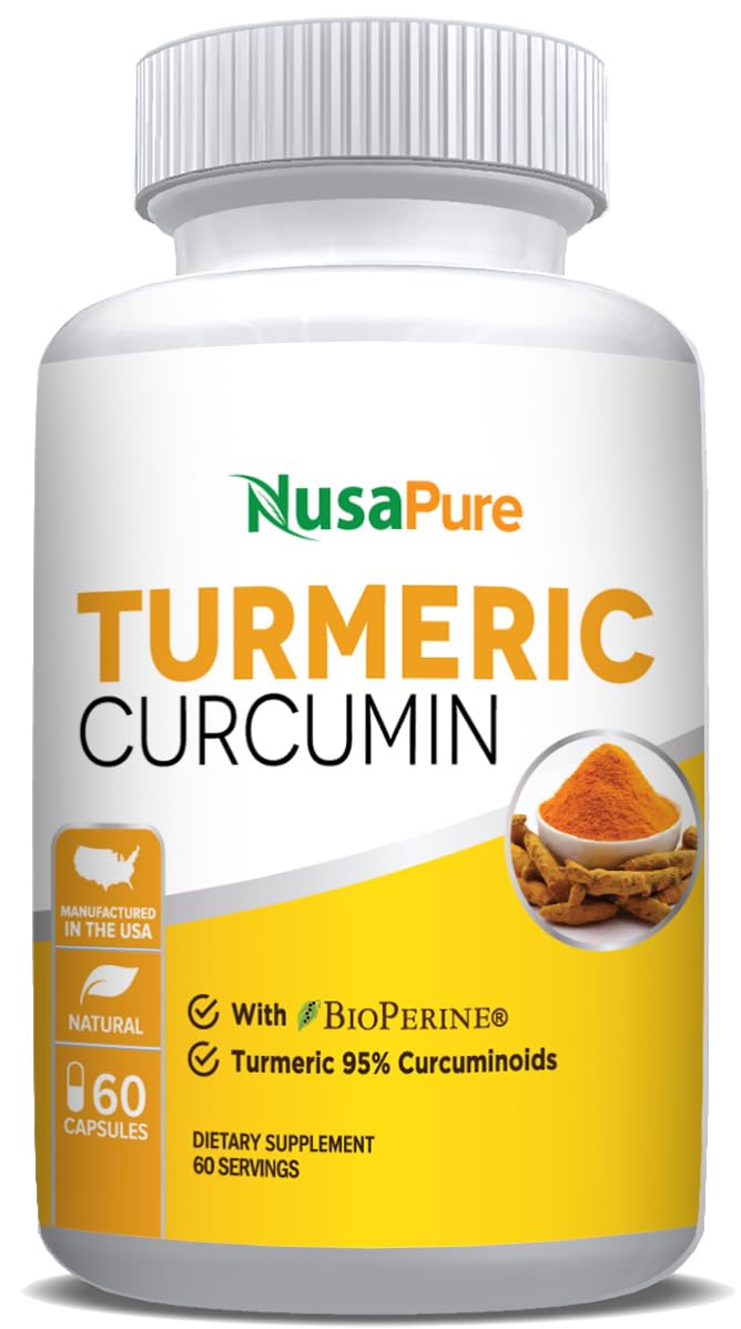 NusaPure Turmeric Curcumin 600 mg 60 Capsules Turmeric 95% Curcuminoids Dietary Supplement