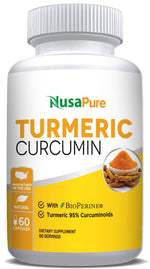 NusaPure Turmeric Curcumin 600 mg 60 Capsules Turmeric 95% Curcuminoids Dietary Supplement