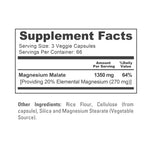 NusaPure Magnesium Malate 1350mg 200 Veggie Capsules (Vegan, Non-GMO, Vegan)