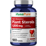 NusaPure Plant Sterols 1500 mg - 180 Tablets (Non-GMO, Vegan) Beta Sitosterol, Bioperine