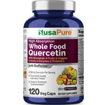 NusaPure Quercetin with Bromelain 500mg |120 Veggie Caps | 43 Fruit Veggie Grain Herbs Enzyme Probiotic Blend | Non-GMO, Vegan, Bioperine