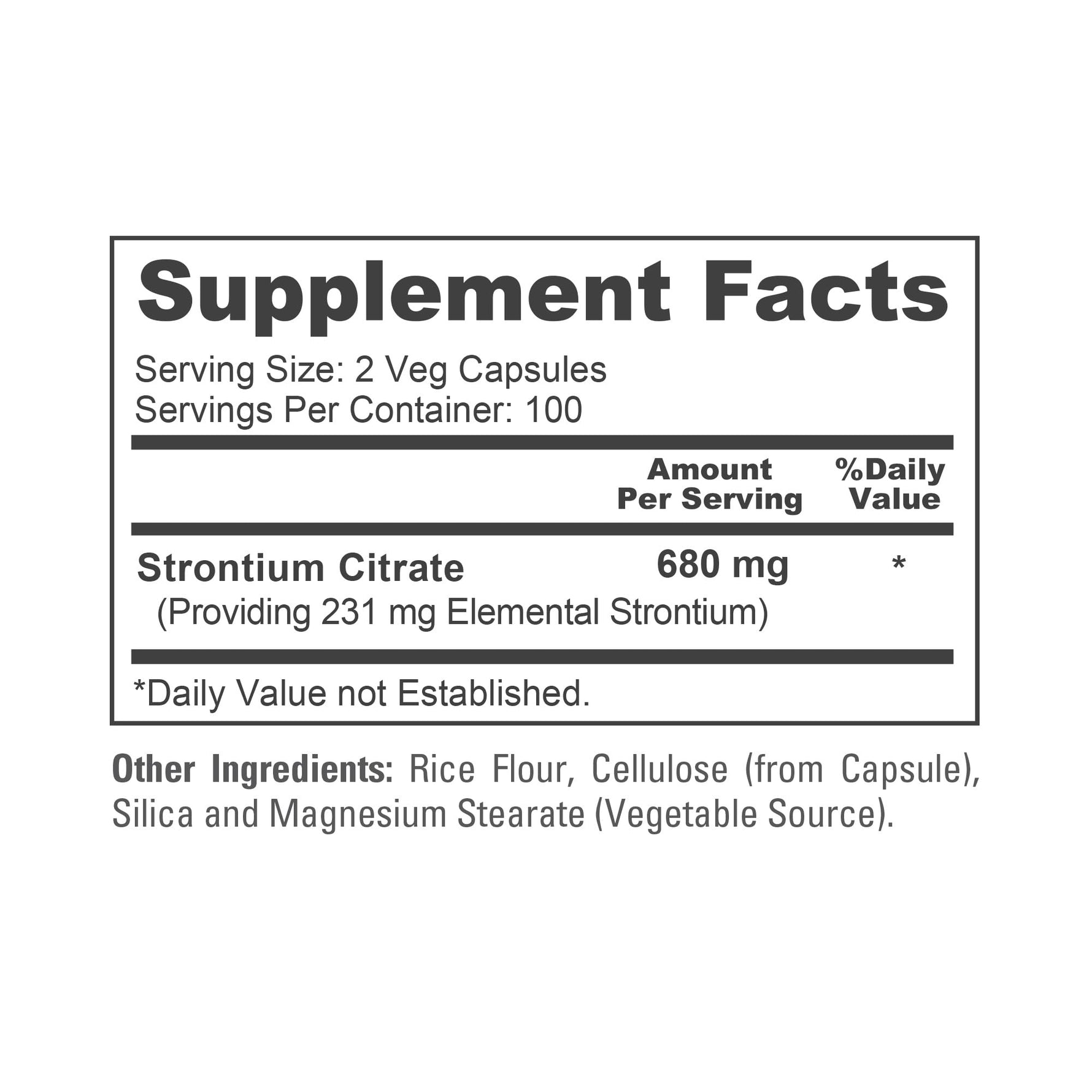 NusaPure Strontium Citrate - Suitable for Vegetarian/Vegan, Non - GMO - 680 mg 200 Capsules