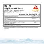 D3 + K2, 60 Capsules, 125 mcg D3 + 100 mcg K2