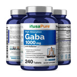 NusaPure GABA - Suitable for Vegetarian/Vegan, Non- GMO - 1000 mg - 240 Tablets