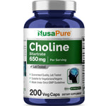 NusaPure Choline Bitartrate - Suitable for Vegetarian/Vegan, Non - GMO - 650 mg 200 Capsules