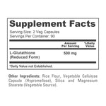NusaPure Reduced Glutathione 500mg 180 Veggie Capsules (Vegan,Non-GMO) L-Glutathione