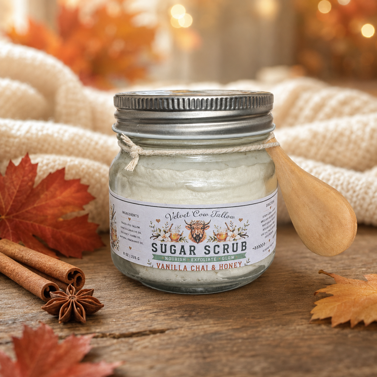 Tallow Sugar Scrub- Natural Exfoliating & Moisturizing Body Polish