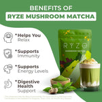RYZE Superfoods Mushroom Matcha Starter Kit – USDA Organic Ceremonial Grade Matcha with 6 Adaptogenic Mushrooms, Energy, Focus & Immune Support, 30 Servings