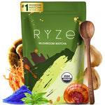 RYZE Superfoods Mushroom Matcha Starter Kit – USDA Organic Ceremonial Grade Matcha with 6 Adaptogenic Mushrooms, Energy, Focus & Immune Support, 30 Servings