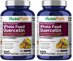 NusaPure Quercetin with Bromelain 500mg |120 Veggie Caps | 43 Fruit Veggie Grain Herbs Enzyme Probiotic Blend | Non-GMO, Vegan, Bioperine