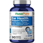 NusaPure Ear Health Support System – Vitamin C, B Vitamins, Niacin, Pantothenic Acid, Calcium, Choline, Bioflavonoids & Inositol – 90 Vegetarian Tablets – GMP Quality & Vegan – Lab Tested