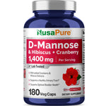 NusaPure D-Mannose Complex 1400 mg (with Hibiscus and Cranberry) - 180 Veggie Caps.