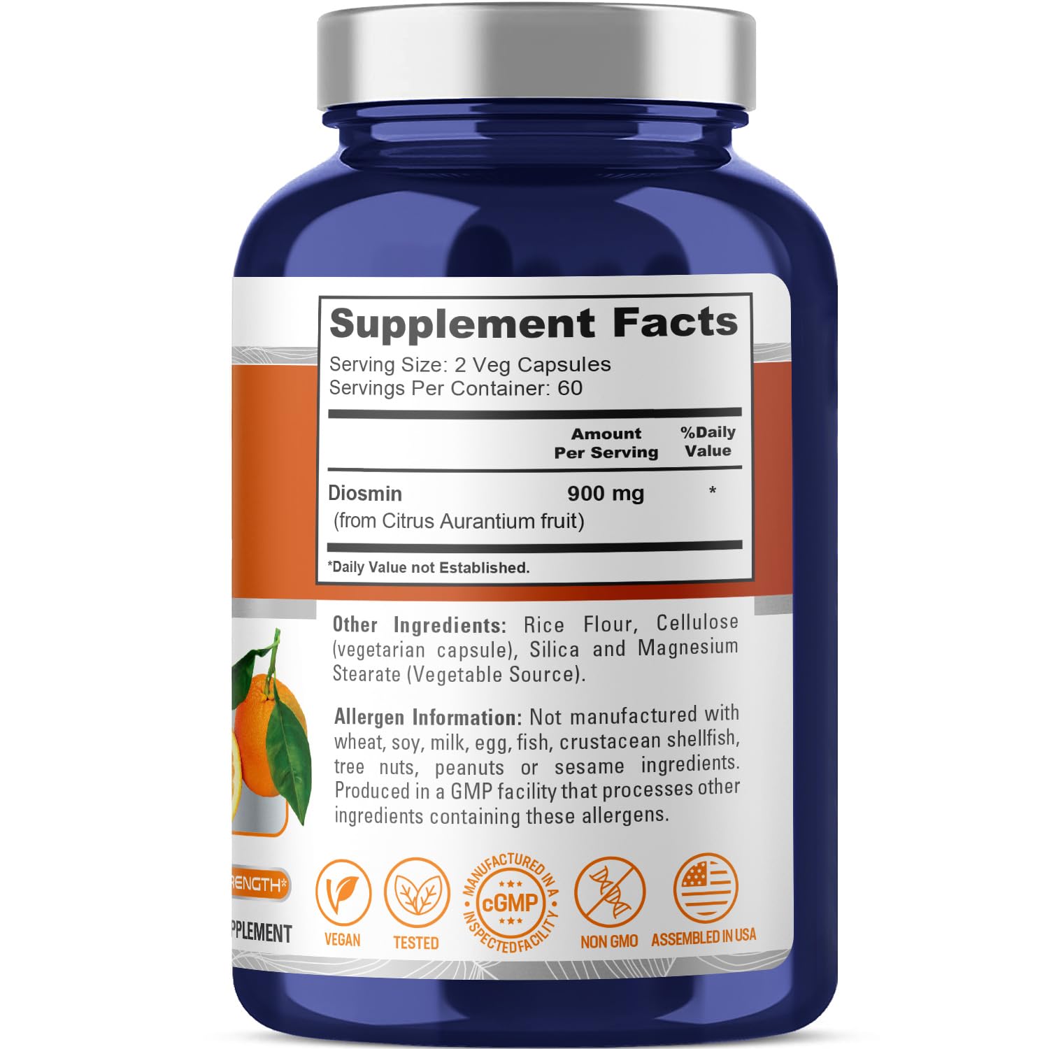 NusaPure Diosmin 900mg per Serving 120 Veggie Caps (Non-GMO, Vegan)