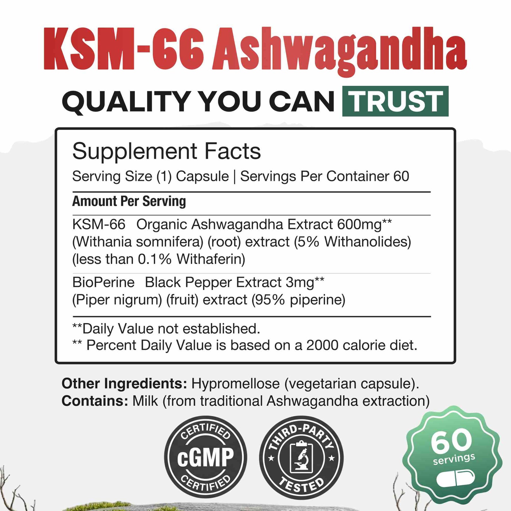 Daily Nutra KSM-66 Ashwagandha 600mg Capsules
