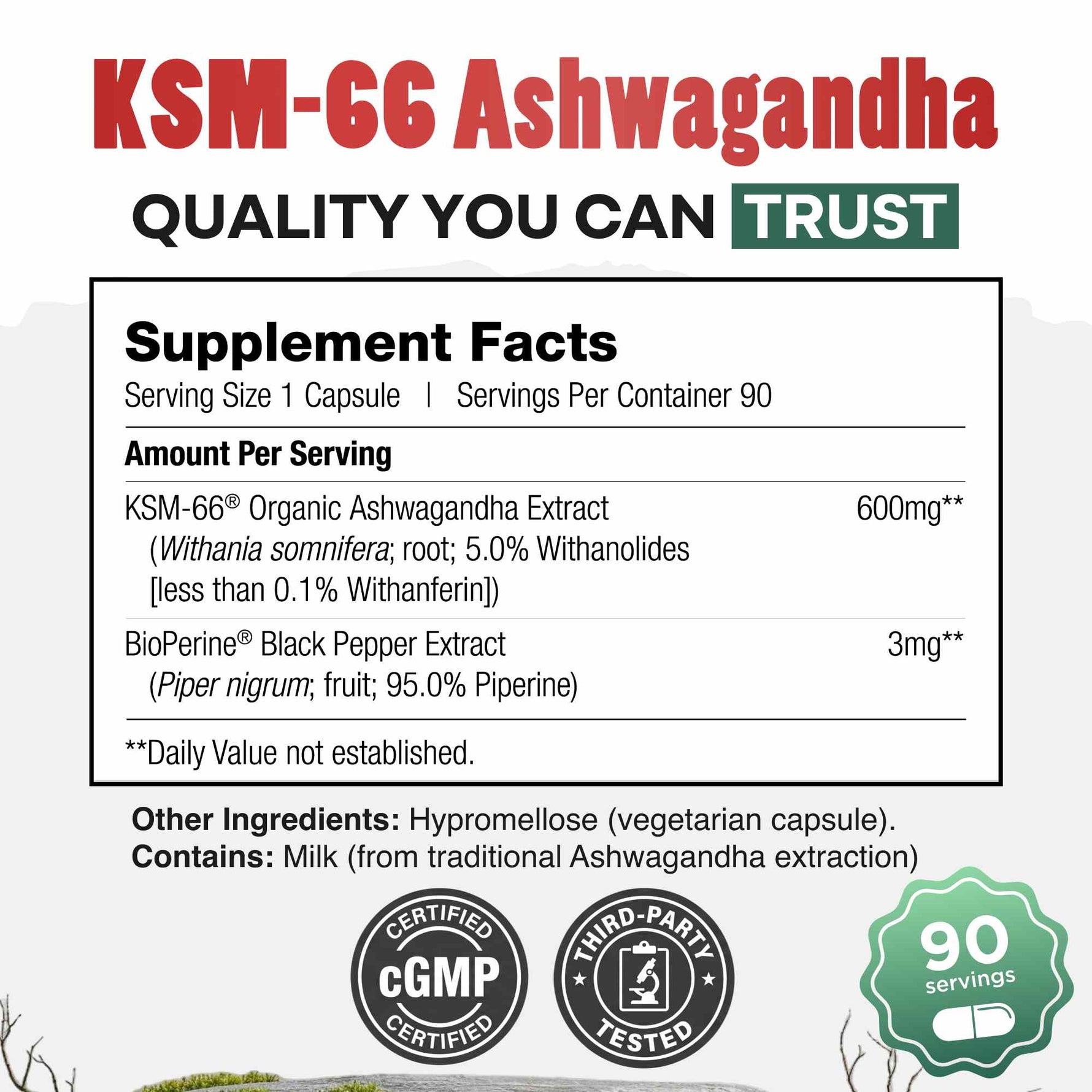 Daily Nutra KSM-66 Ashwagandha 600mg Capsules