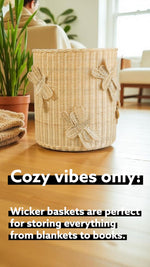 Flutter Wing Hamper Rattan Basket – Handwoven Boho Storage for Toys, Blankets & Laundry