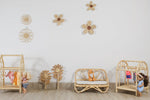 Rattan Daisy Wall Decor | Boho Nursery Wall Art | Kids Room Flower Wall Hanging | Handmade Natural