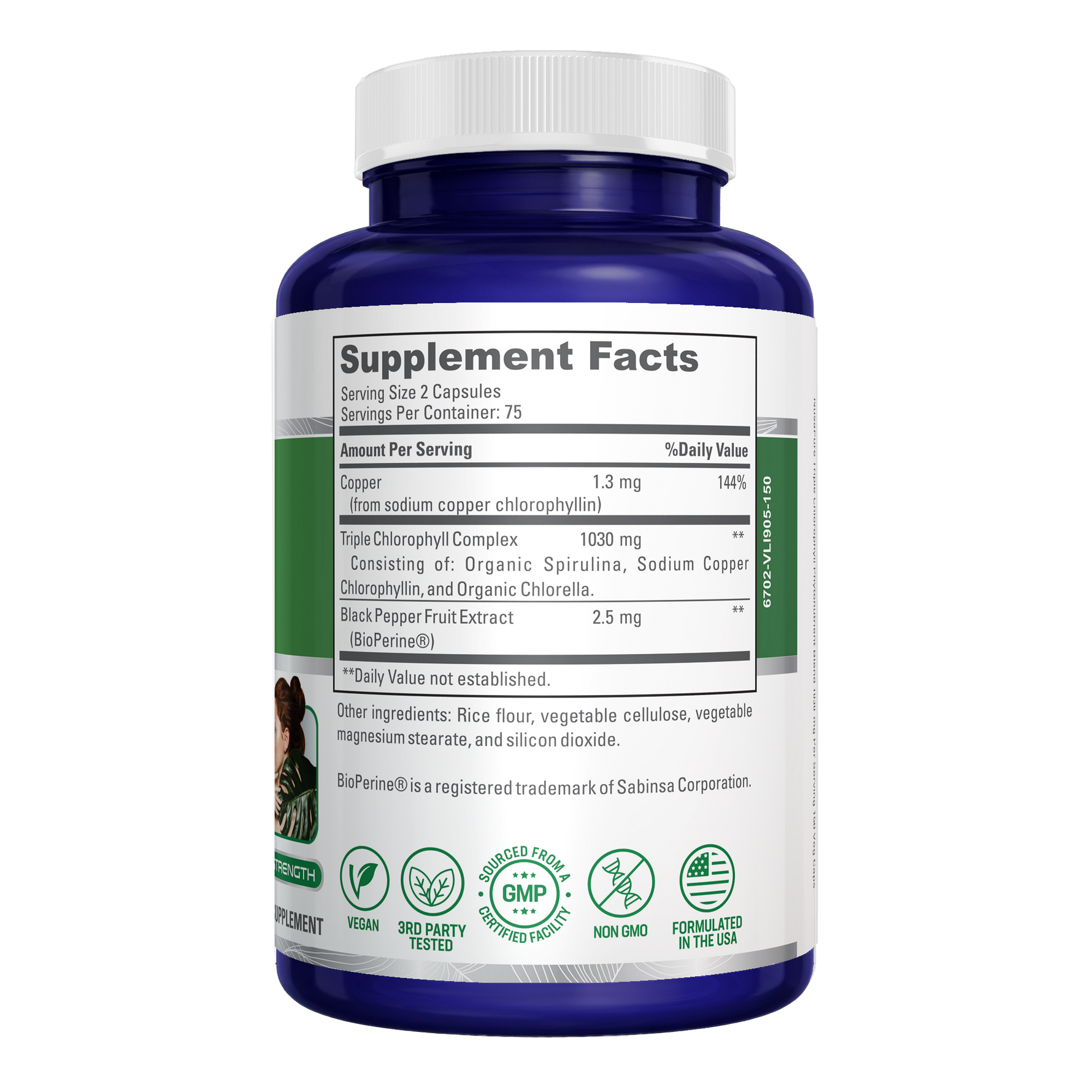NusaPure High Absorption Triple Chlorophyll 1000 mg 150 Veg Caps Suitable for Vegetarians and Vegans, Non-GMO