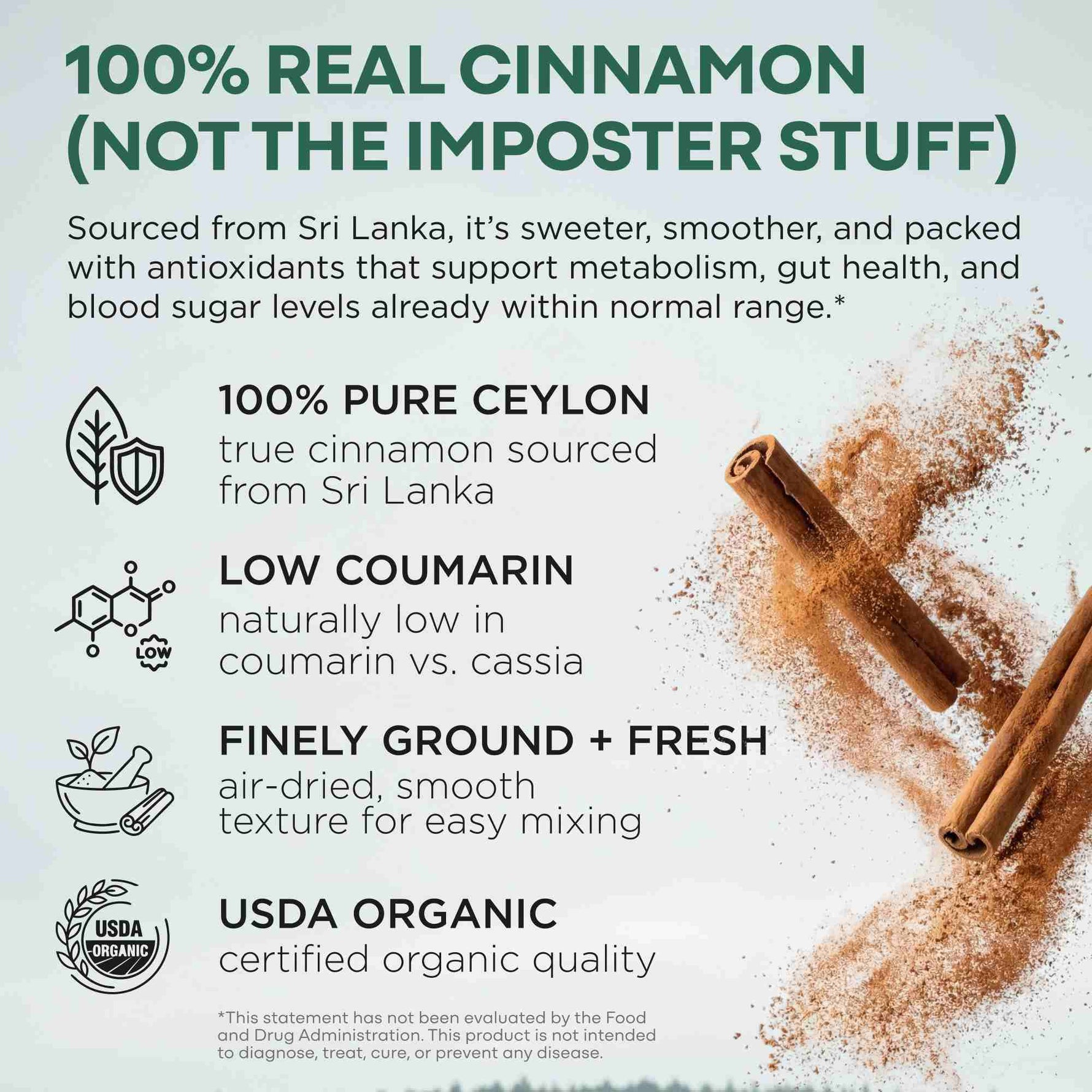 Ceylon Cinnamon Powder Organic, 64 servings