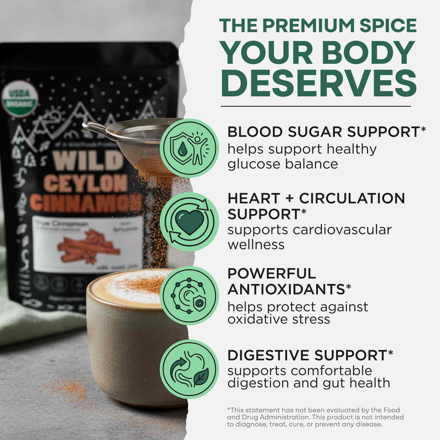 Ceylon Cinnamon Powder Organic, 64 servings