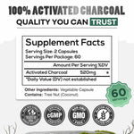 Activated Charcoal Capsules, 60 servings - Made from 100% Organic Coconuts