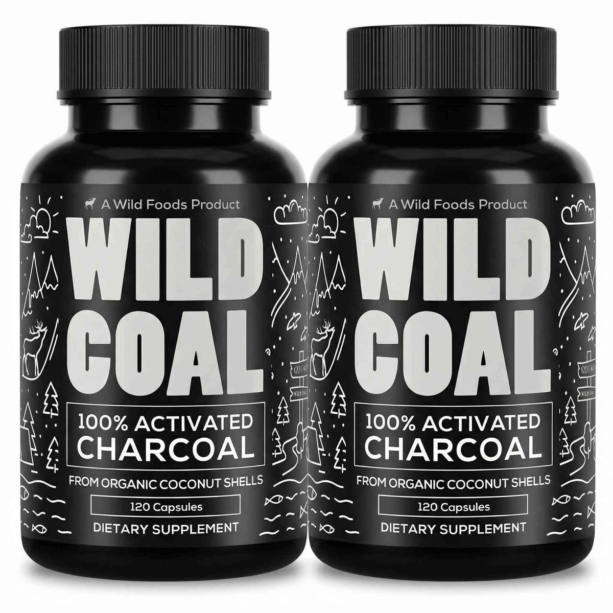 Activated Charcoal Capsules, 60 servings - Made from 100% Organic Coconuts