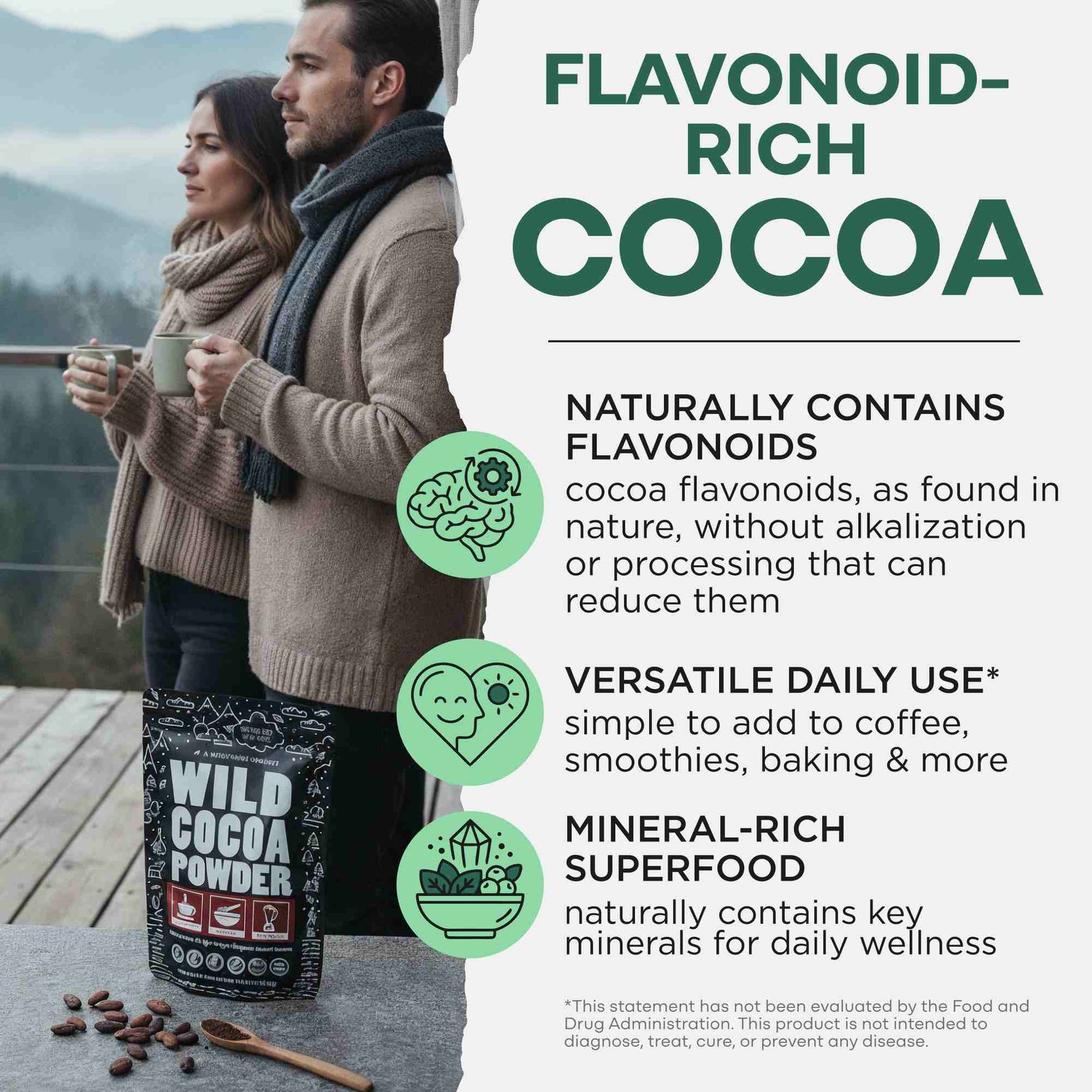 Cocoa Powder, 57 servings - Single-Origin Antioxidant