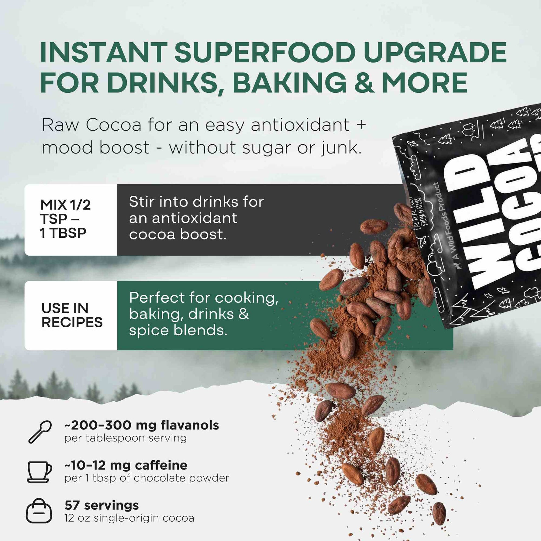 Cocoa Powder, 57 servings - Single-Origin Antioxidant