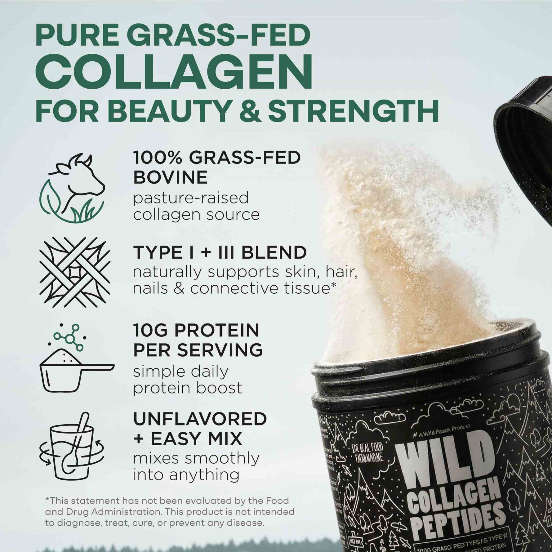 Grass-Fed Collagen Peptides, 41 servings – Skin, Hair & Joint Support Collagen