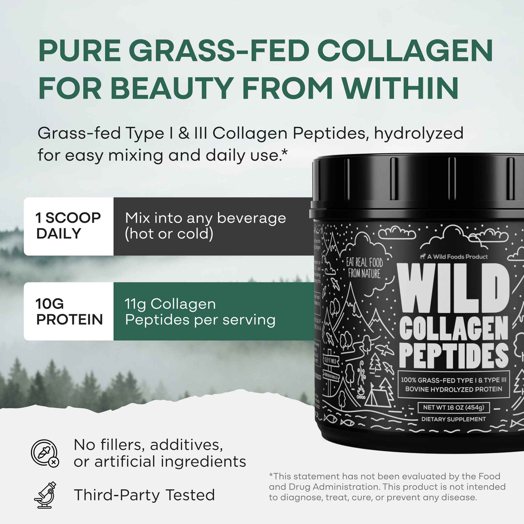 Grass-Fed Collagen Peptides, 41 servings – Skin, Hair & Joint Support Collagen