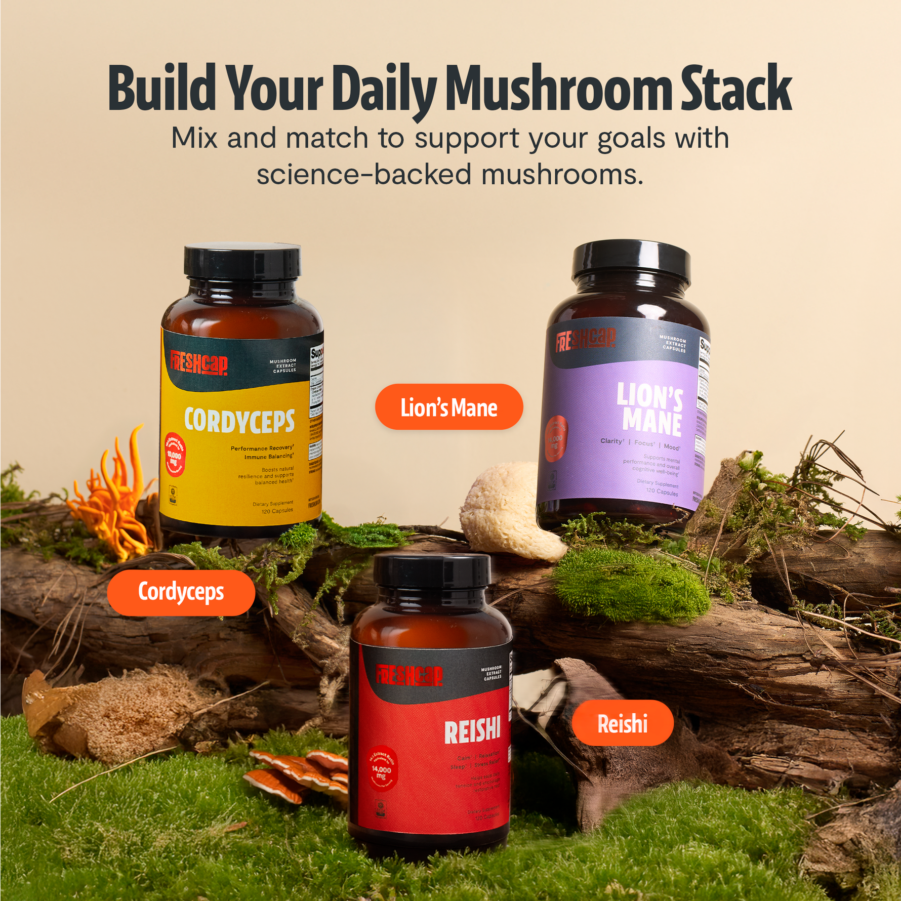 Organic Cordyceps Mushroom Supplement Capsules
