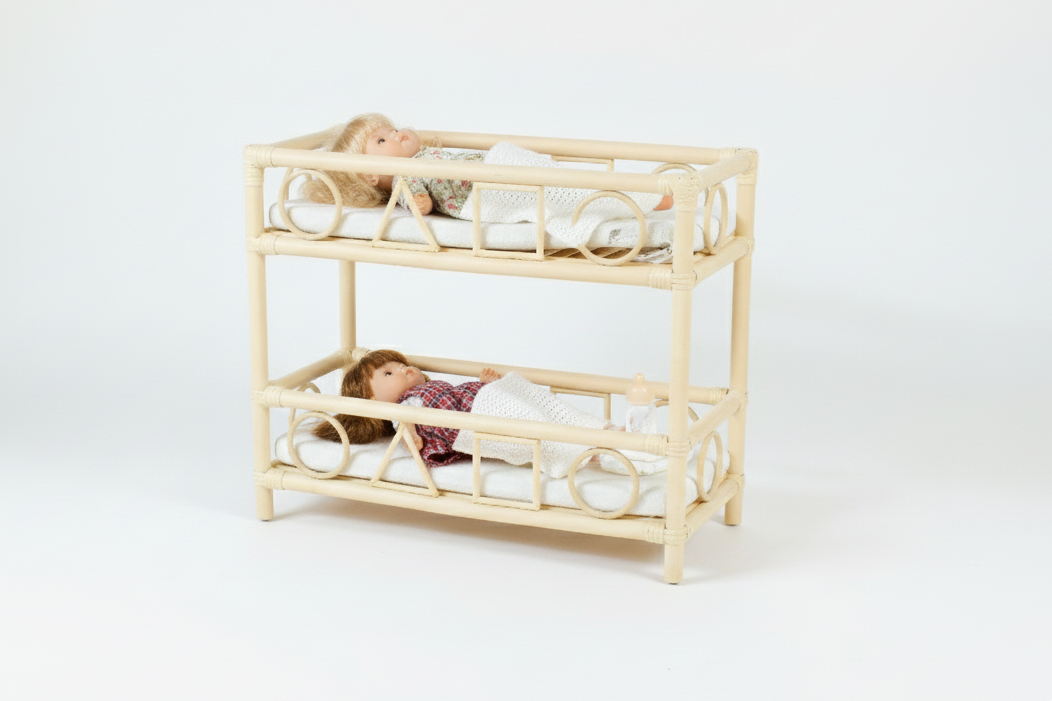 The Solstice Heirloom Rattan Doll Bunk Bed