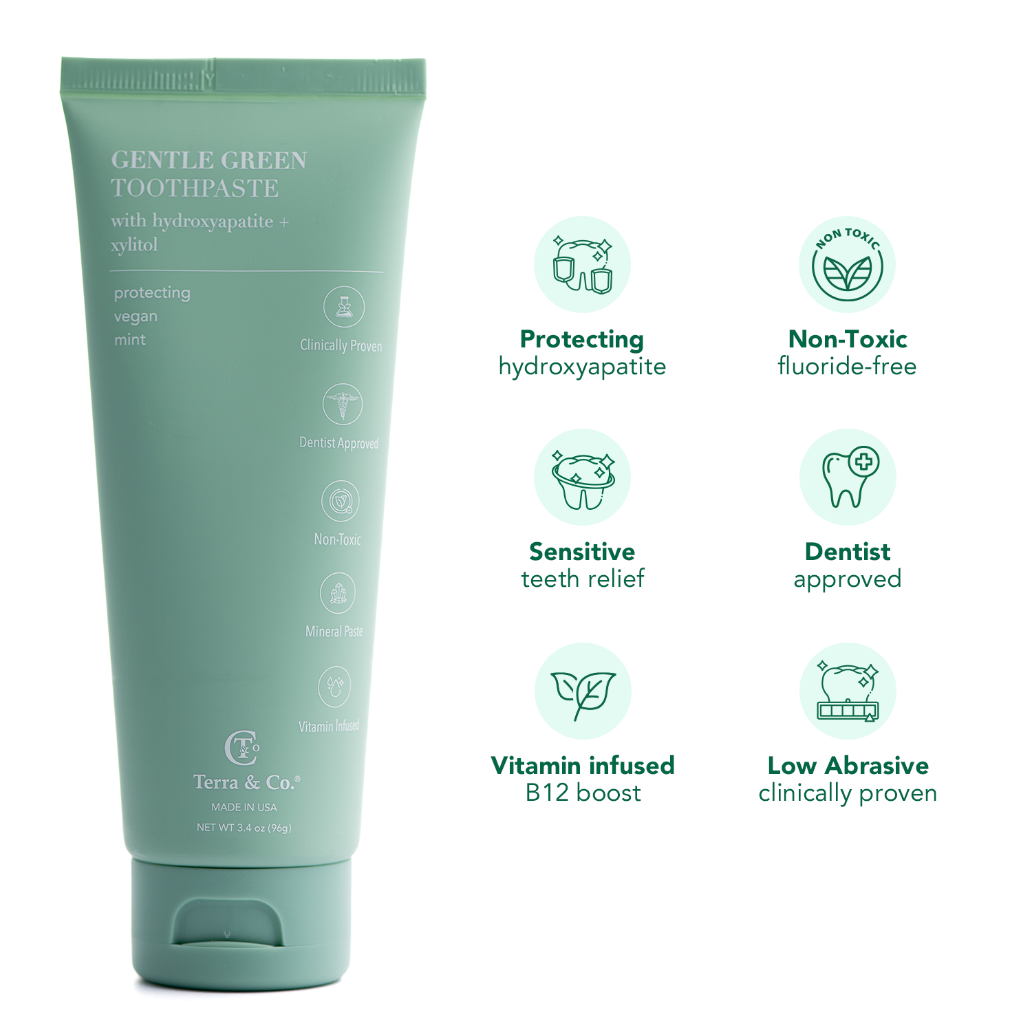 Gentle Green® Sensitive Toothpaste with Hydroxyapatite & B12
