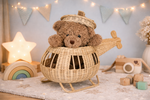 Rattan Toy Helicopter – Handcrafted Boho Pretend Play Toy for Kids | Montessori Airplane Nursery Decor