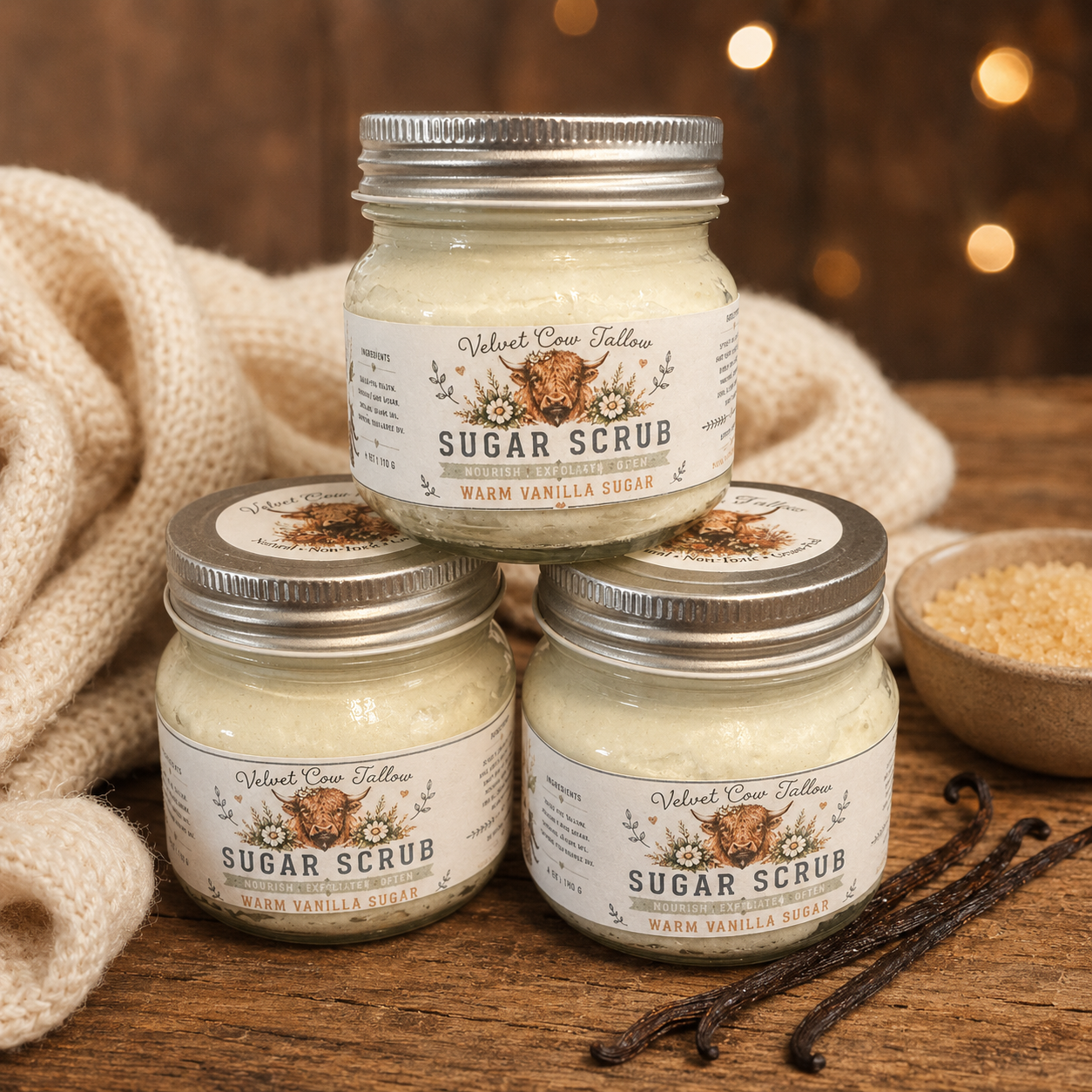 Tallow Sugar Scrub- Natural Exfoliating & Moisturizing Body Polish