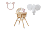 Lullaby Rattan Doll Bassinet with Stand – Handwoven Toy Cradle for Pretend Play