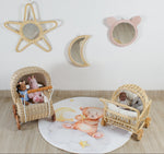 Kids Pink Rattan Teddy Bear Wall Mirror – Baby Girl Nursery & Kids Room Décor Gift