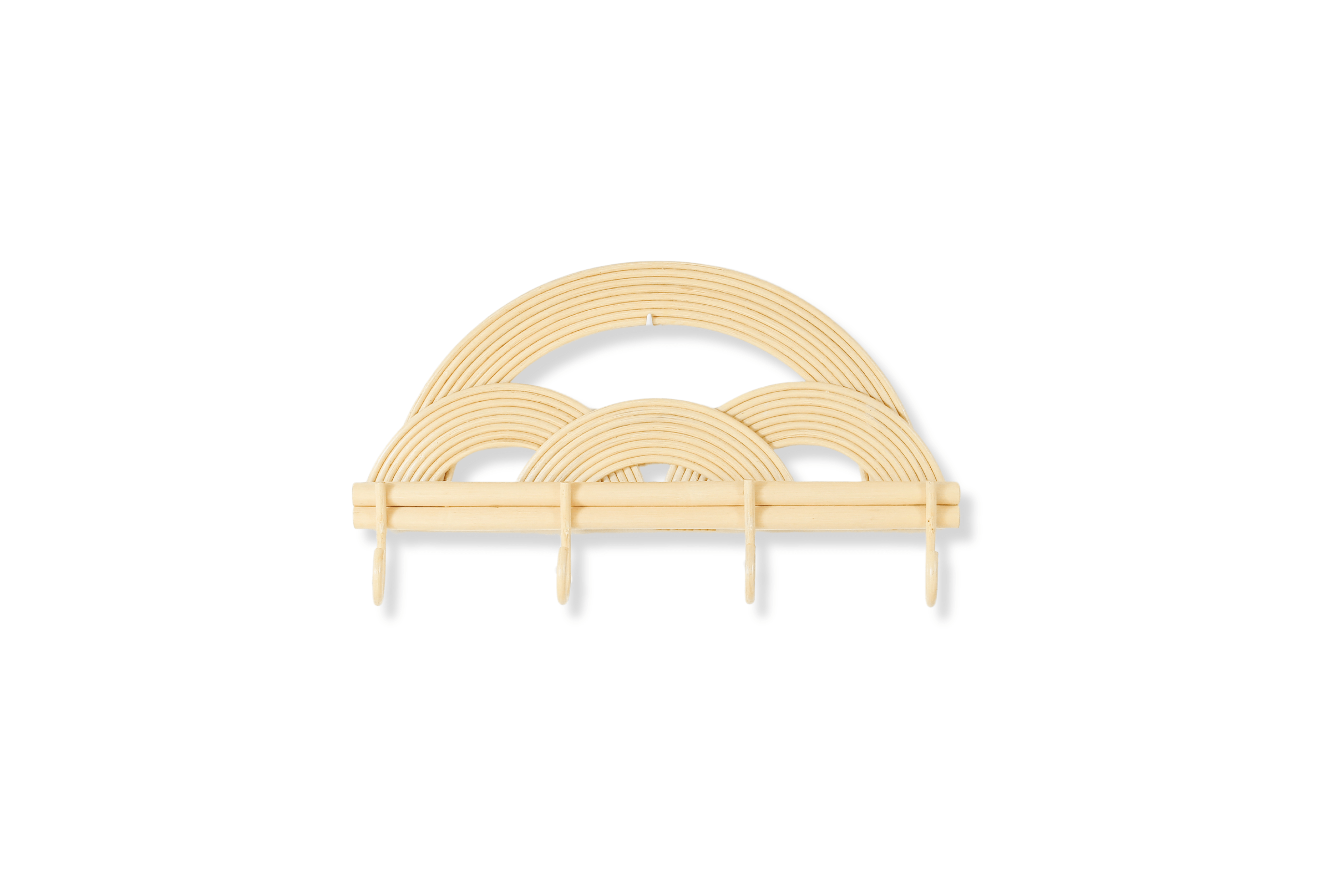Montessori Rainbow Wall Hanger  |  Rattan Wall Rack | Boho Nursery Wall Hooks for Kids