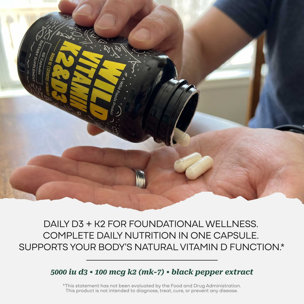 Vitamin K2 (MK-7) & Vitamin D3 (5000 IU) & Black Pepper Extract