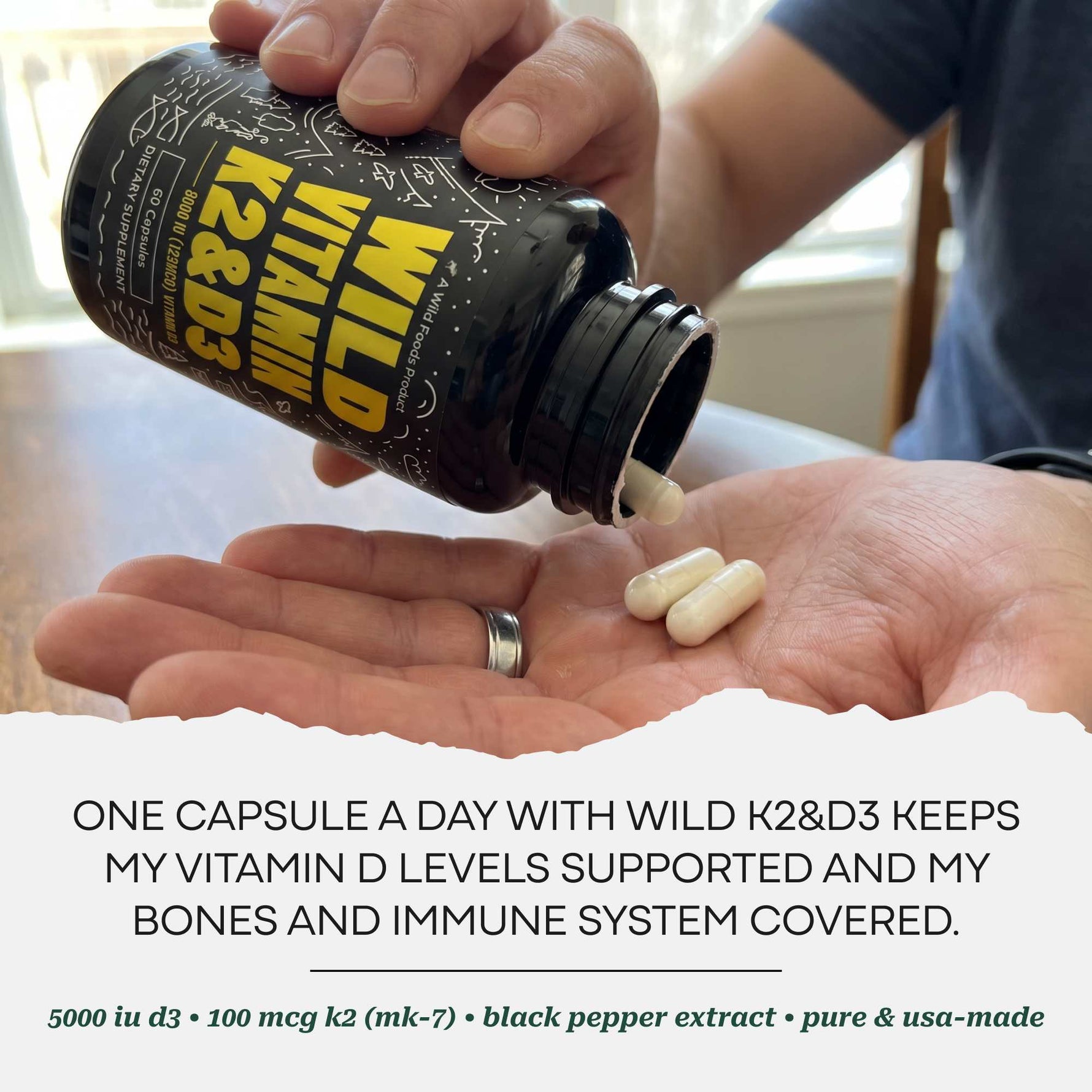 Vitamin K2 (MK-7) & Vitamin D3 (5000 IU) & Black Pepper Extract