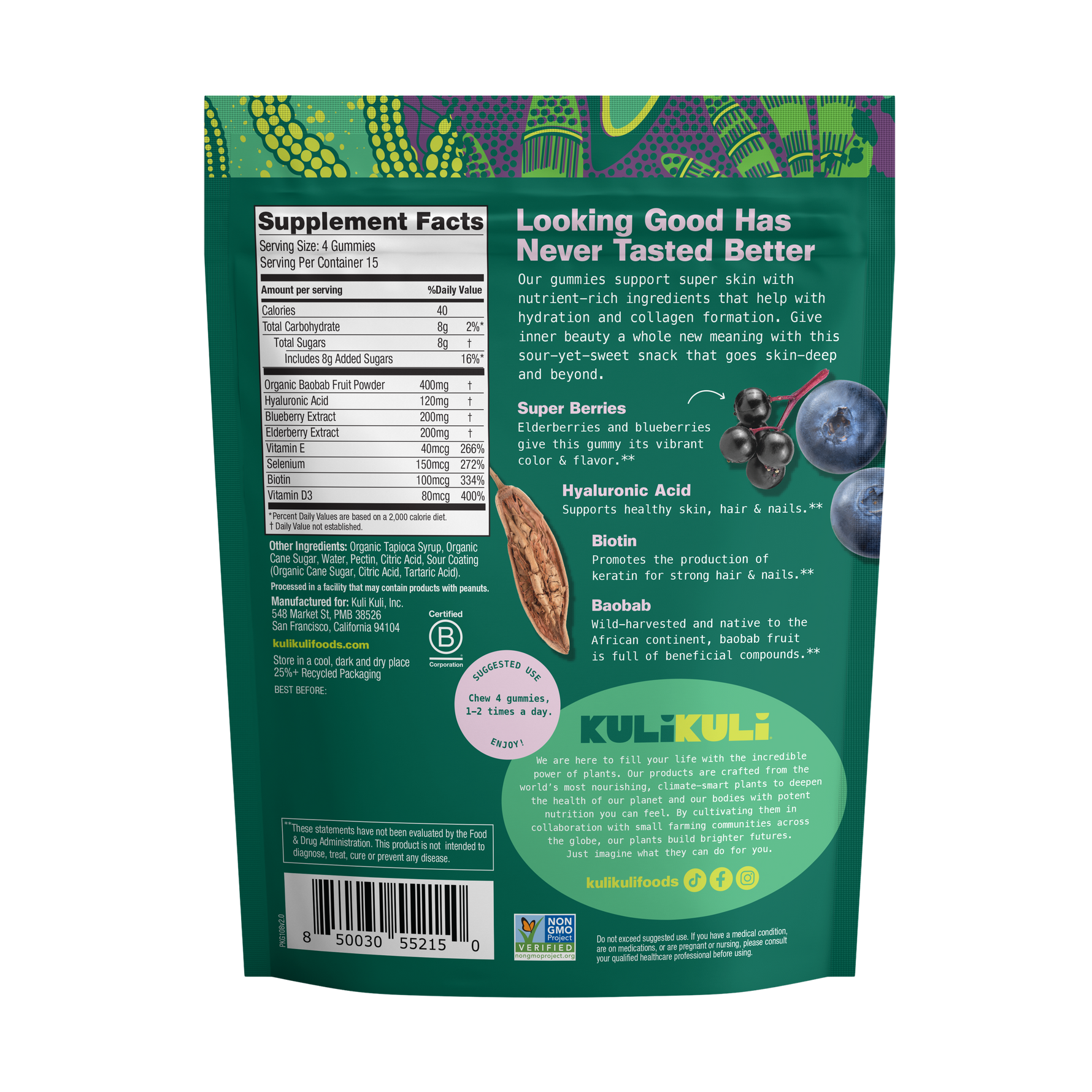 Hyaluronic Acid, Biotin & Baobab Superfood Gummies
