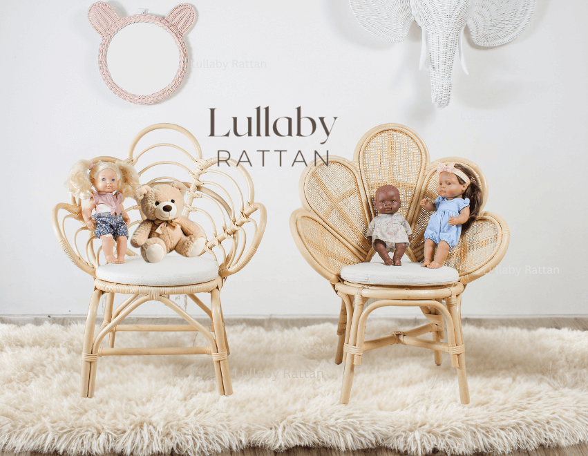 Kids Pink Rattan Teddy Bear Wall Mirror – Baby Girl Nursery & Kids Room Décor Gift