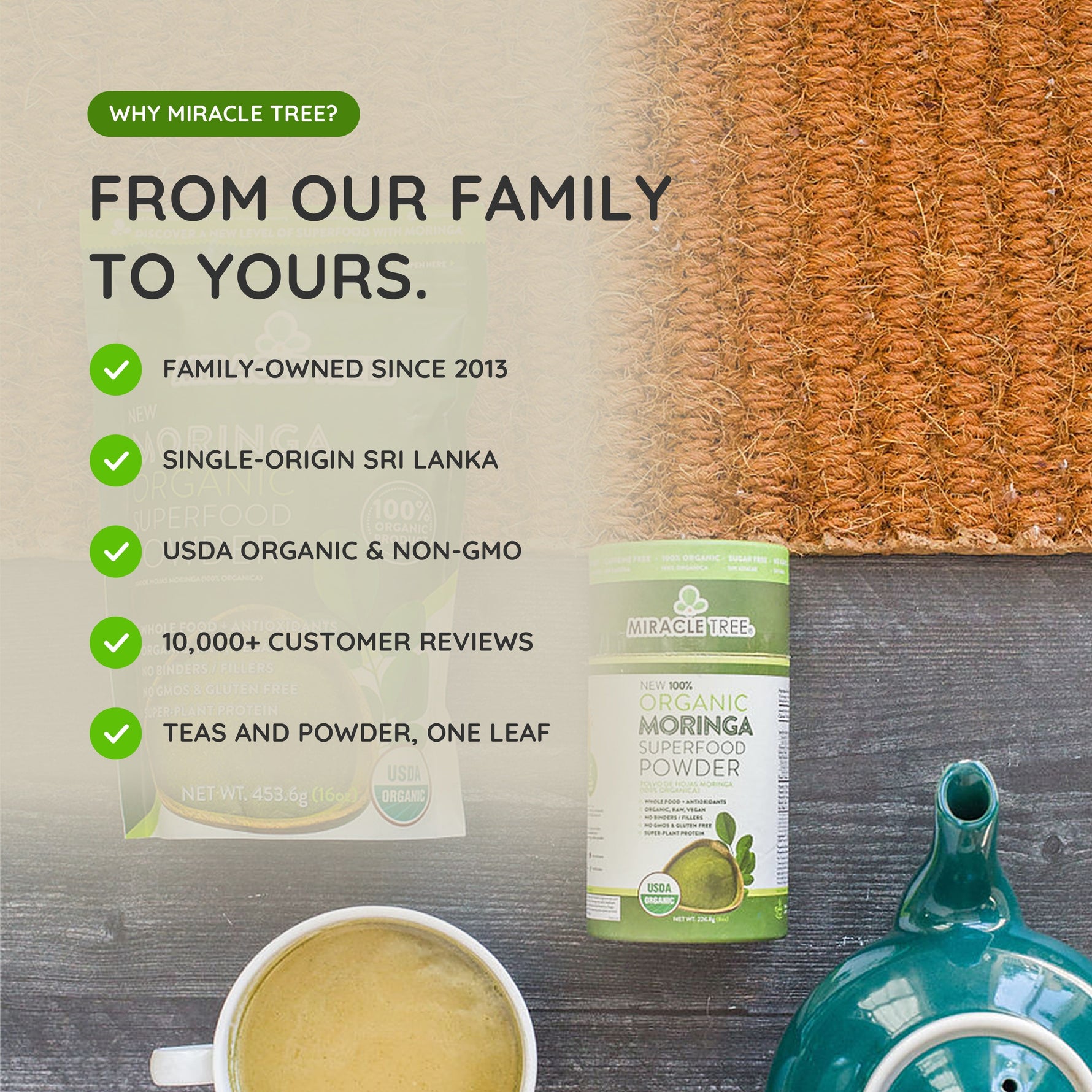 Organic Moringa Powder - 8oz Canister