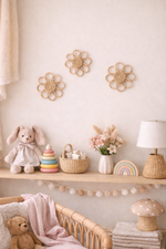 Sweet Bloom Rattan Flower Wall Art – Cute Boho Nursery & Girls Room Decor