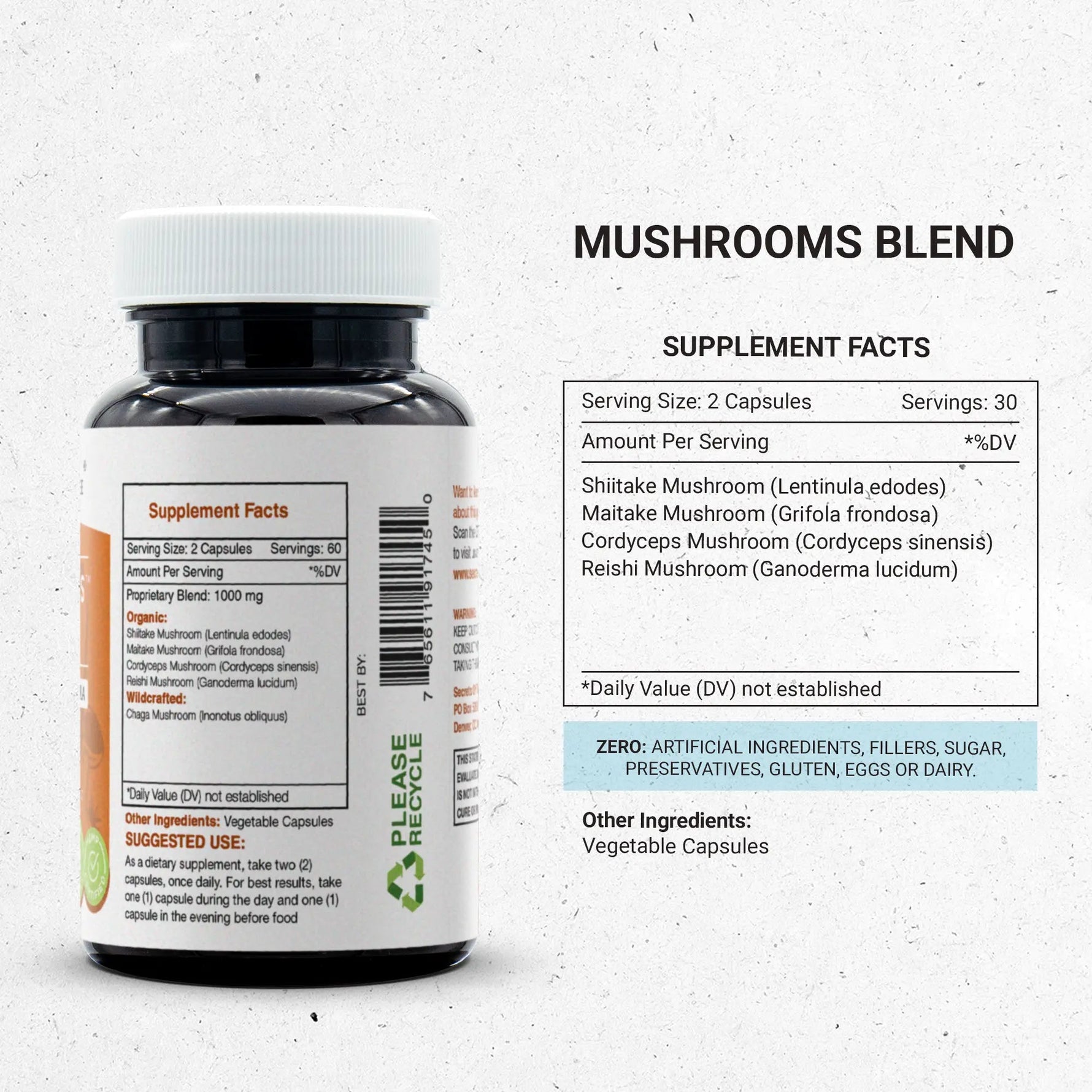 Mushrooms Blend Capsules - Immune Support Formula