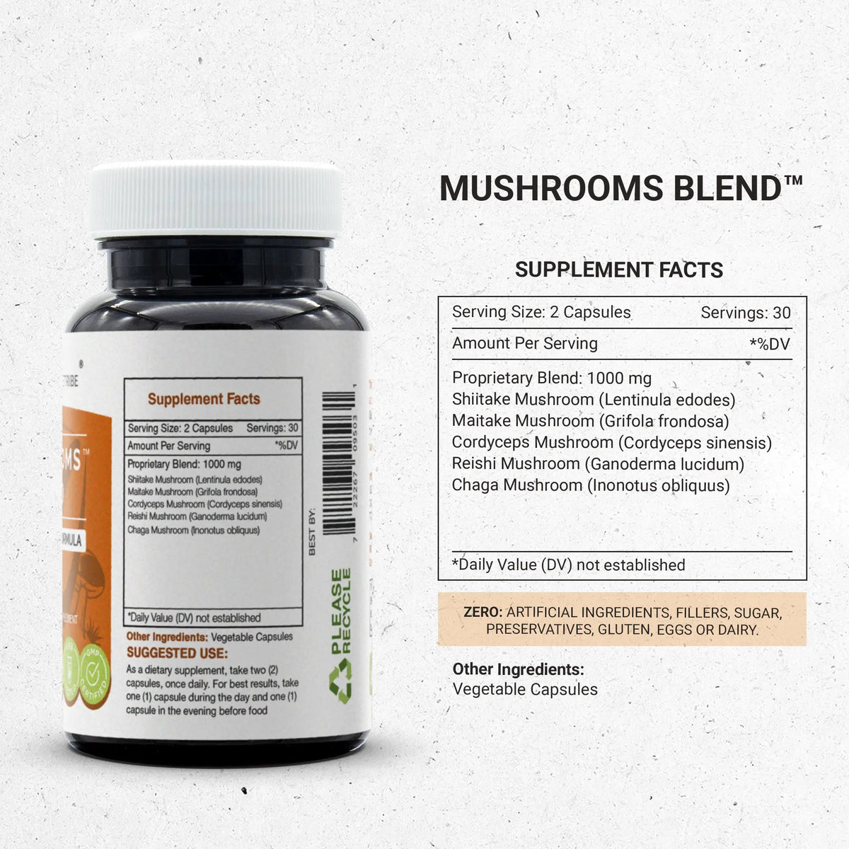 Mushrooms Blend Capsules - Immune Support Formula