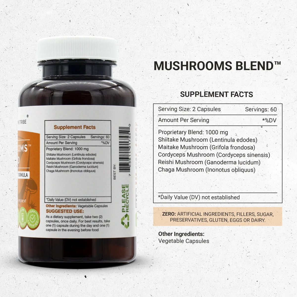 Mushrooms Blend Capsules - Immune Support Formula