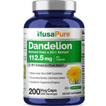 NusaPure Dandelion Root 20:1 Extract, 112.5 mg 200 Veggie Capsules (Non-GMO, Vegan)