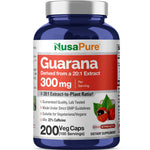 NusaPure Guarana Extract 20:1 Extract, 300 mg per Veggie Caps 200 Count (Non-GMO, Vegan)