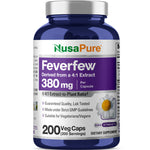 NusaPure Feverfew Extract 4:1 - Suitable for Vegetarian/Vegan, Non - GMO - 380mg 200 Capsules